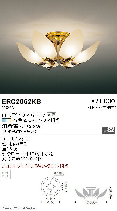 ERC2062KB 遠藤照明 シャンデリア【ランプ別売】