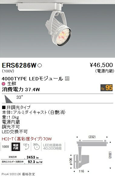 ERS6286W 遠藤照明 Rs 生鮮スポットライト R4000タイプ 生鮮タイプ