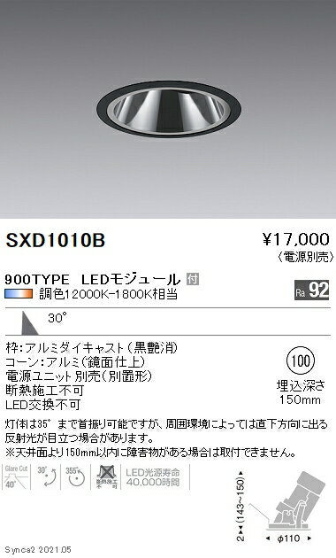 SXD1010B 遠藤照明 Synca GLユニバ 900TYPE 広角 黒 φ100【電源ユニット別売】
