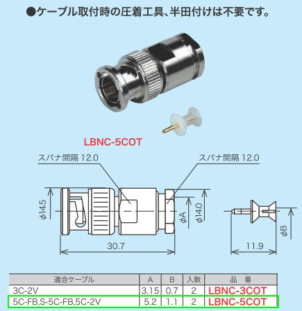 LBNC-5COT ե BNCȥ졼ȥץ饰 ե