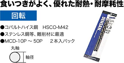MCD-24P ジェフコム コバルト正宗ドリル(サイズ・軸径2.4mm、2本入)