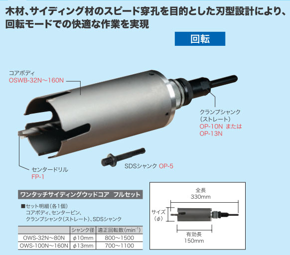 OSW-38N ジェフコム ワンタッチサイディングウッドコア(フルセット、サイズφ38mm)