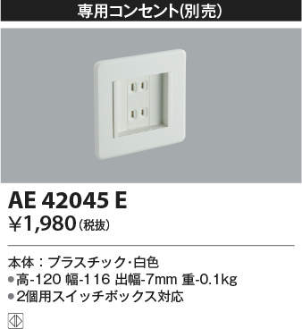 AE42045E コイズミ照明 保安灯 専用コンセント