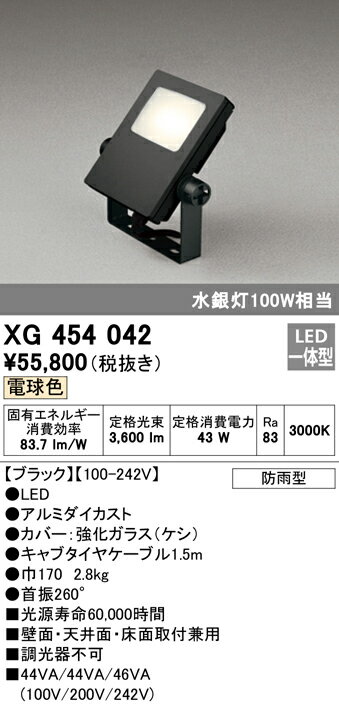 【6/5ポイント最大9倍(+SPU)】XG454042 オーデリック LED投光器(43W、電球色) 1