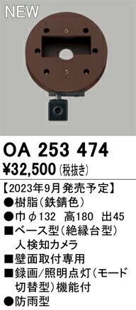 【5/25ポイント最大8倍(+SPU)】OA253474 オーデリック ベース型人感センサー 人検知カメラ付【適合器具注意】【メーカー生産待ちのため納期未定】