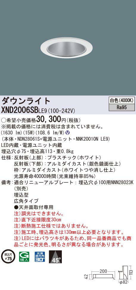 6/5ݥȺ9(+SPU)XND2006SBLE9 ѥʥ˥å 鿧LED饤 ե 75  