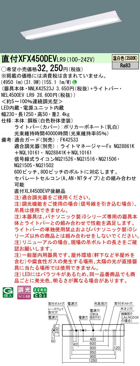 XFX450DEVLR9 ѥʥ˥å ľշLED١饤 iD꡼ 5200lm W230 Ĵ 򿧡XLX450DEVPLR9θѵ