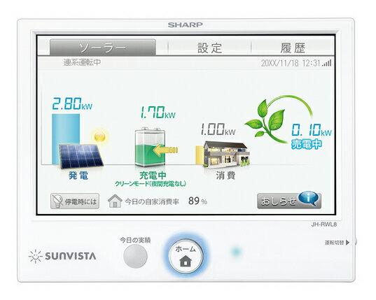 JH-RWL8 シャープ 太陽光発電用パワーコンディショナー用マルチエネルギーモニター