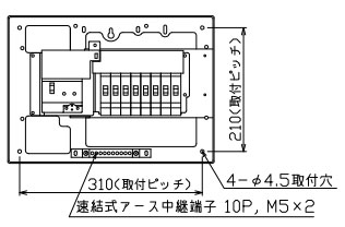 YAG2308S テンパール工業 住宅用分電盤(扉なし 横一列タイプ 単2 8 0 30A)