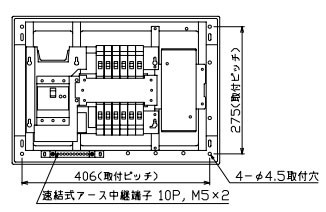 YAG3612P テンパール工業 住宅用分電盤(扉なし、付属機器取付スペース付、12+0、60A)