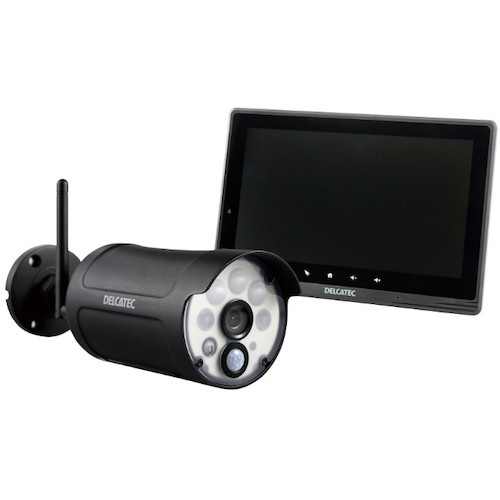 WSS10M1CL DELCATEC センサーライト付ワイヤレスフルHDカメラ＆10inchモニターセット