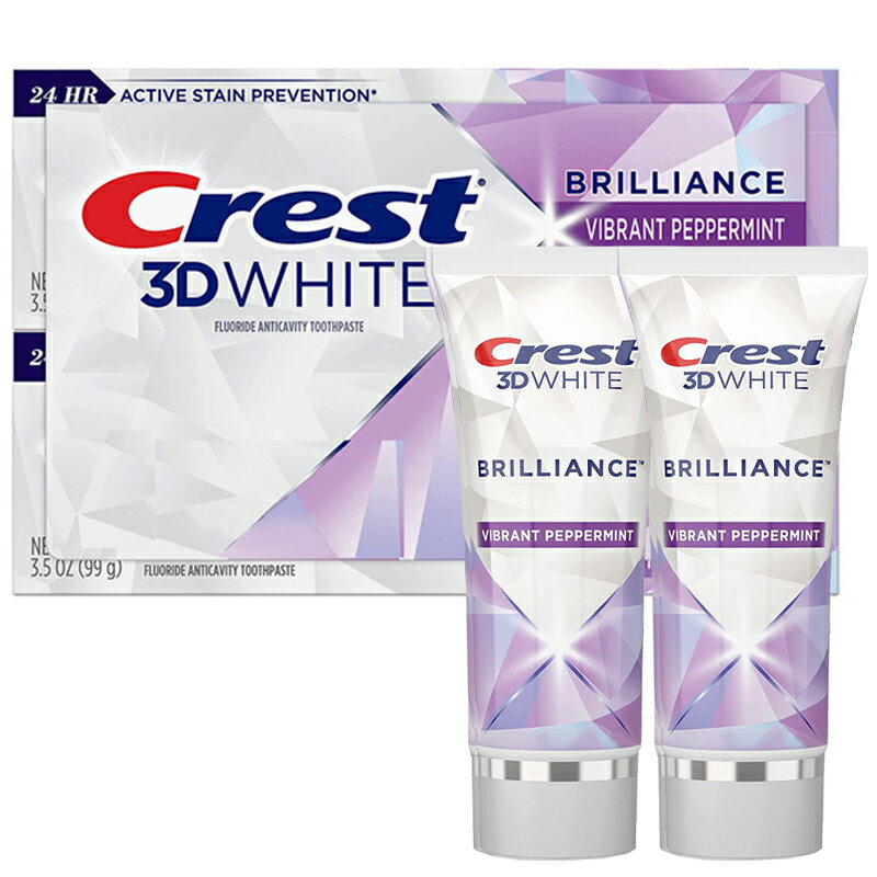 クレスト3Dホワイトブリリアンス歯磨き粉 99g×2個 お買い得セット (Crest 3D White Brilliance Vibrant Whitening Toothpaste) ペパーミント 【MB】