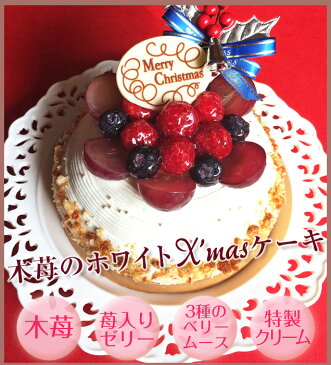 クリスマスケーキ Xmas 2019 予約木苺のホワイトクリスマスケーキ14cmケーキ スイーツ タルト 苺たっぷり贅沢なショートケーキみたい【キャンドル・プレート・ヒイラギ付】