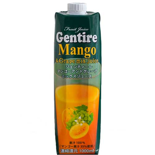 Gentire ジェンティーレ 果汁100％ マンゴージュース 1000ml 濃縮還元 マンゴー アンド グレープ ミックスジュース