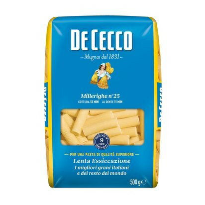 ディチェコ No.25 ミッレリーゲ 500g | DECECCO Millerighe【正規輸入品】ショートパスタ パスタ グラタン ランチ 家庭用 業務用 筋入り 溝