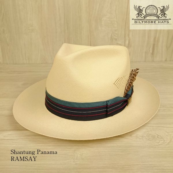 ビルトモア シャンタン パナマ ハット 中折れ 春夏 帽子 BILTMORE RAMSAY shuntung panama hat ストローハット メンズ レディース ユニセックス 麦わら帽子 パナマハット つば広 100周年記念 USA 中折れハット 数量限定 ハットボックス 耐水 UVカット ナチュラル