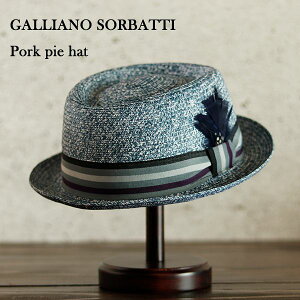 GALLIANO SORBATTI イタリア製 ポークパイハット 麦わら帽子 メンズ ストローハット ペーパーブレードハット 春 夏 秋 アウトドア レジャー キャンプ ゴルフ 音楽 ジャズ スカ 贈答品 ギフト プレゼント 誕生日 父の日 ガリアーノソルバッティ ブルー 送料無料