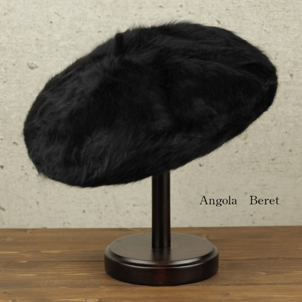 ベレー帽 レディース アンゴラ かわいいフワフワ♪ 暖かい 帽子 (秋冬 防寒 ギフト プレゼント 普通のベレーで飽きた方はアンゴラベレーを楽しもう♪やわらか素材) カラー ブラック フリーサイズ