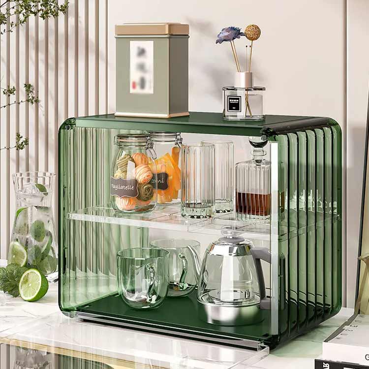 ミニ食器棚 食器棚 上置き アンティーク調 収納ボックス ラック 収納ケース キッチン収納 小型 コンパクト スリム 収納 ボックス 扉付 おしゃれ 2段 卓上収納 食器 整理 事務所 給湯室 オフィス 北欧 一人暮らし インテリア [2]