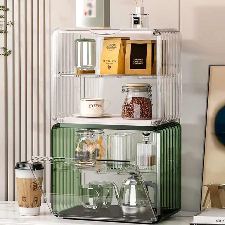 ミニ食器棚 食器棚 上置き アンティーク調 収納ボックス ラック 収納ケース キッチン収納 小型 コンパクト スリム 収納 ボックス 扉付 おしゃれ 2段 卓上収納 食器 整理 事務所 給湯室 オフィス 北欧 一人暮らし インテリア [3]