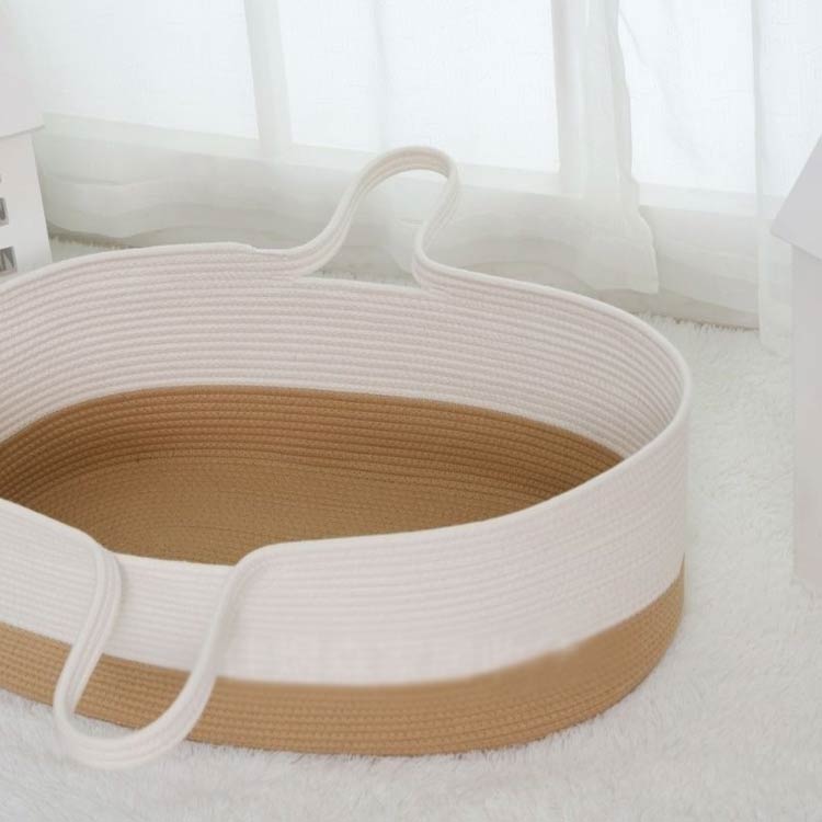 送料無料 クーファン かご ベビーバスケット 外出 ロープ編み コーン手編み ベビーキャリー ベビーベッド 折りたたみ 添い寝 持ち運び コンパクト 赤ちゃん おもちゃ 洗濯 かご 籠 移動用 ペットベッド 籠 洗濯 退院 出産祝い ギフト 2