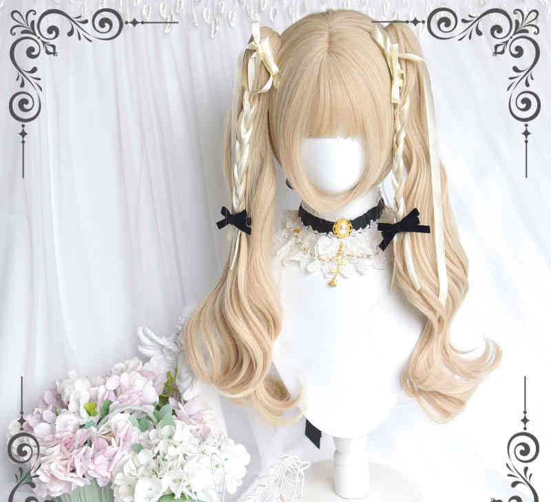 ロリータ ウィッグ ツインテール 原宿風 ゴスロリ コスプレ カツラ 耐熱 メッシュ ...