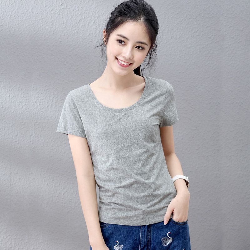 乐天商城 - tシャツ レディース 夏 半袖 トップス コットン 無地 クルーネック インナー 大きいサイズ シンプル