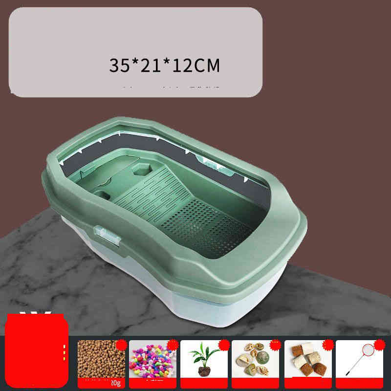 飼育ケース 亀水槽 Mサイズ 両生類 飼育ケース 飼育ボックス 大空間 ケース カメ 亀 排水孔 飼育水槽 ..