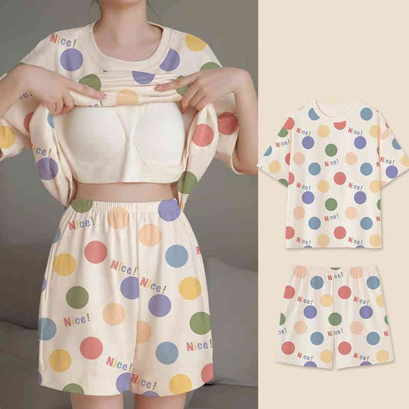 レディース パジャマ カップ付き 半袖Tシャツ 短パン 部屋着 上下セット ルームウェア 夏 大きいサイズ ウエストゴム 婦人用 涼しい 可愛い 通気性 柔らかい 快適 寝間着 ナイトウェア