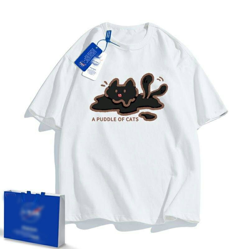 乐天商城 - tシャツ ネコ柄 オリジナル Tシャツ トップス 夏 春 メンズ レディース オーバーサイズ 半袖 ゆったり プリント