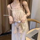 ワンピース カップ付き インナーキャミソール パジャマ ロングキャミソール インナー 下着 キャミソールワンピ キャミワンピ 動物柄 ストラップ調節可能 肩紐調節可能