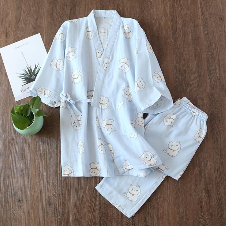 甚平 レディース メンズ 猫 浴衣 ネコ柄 カップル 上下セット 和服 かわいい ねこ 着物 部屋着 パジャマ 旅館 浴衣 温泉 甚平 ルームウエア