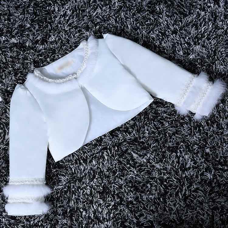 キッズ 子供 ケープ 女の子 ボレロ 子供服 綿裏地付き 白 パール フォーマルショー...