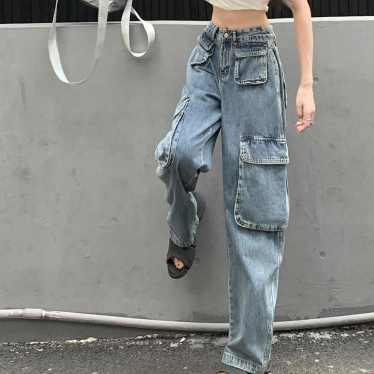 ズボン ワイドパンツ カーゴパンツ デニムカーゴパンツ デニムパンツ レディース パンツ デニム ジーパン ロングパンツ デニムカーゴパンツ レディース ストレート カーゴパンツ カジュアル ジーンズ ストリート お出掛け 通勤 普段着