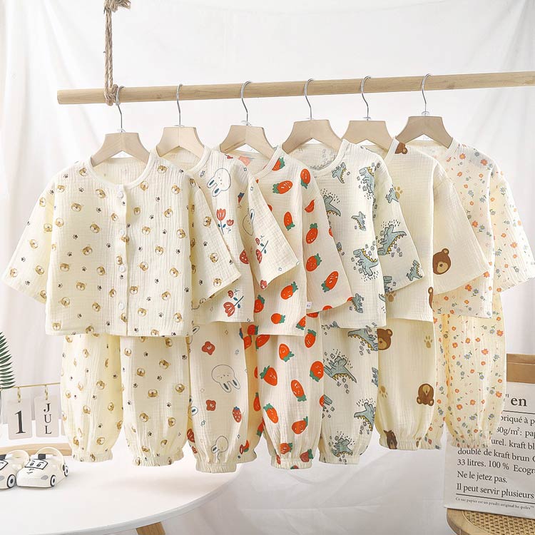 パジャマ 寝巻き ルームウェア キッズ 子供パジャマ 上下セット 2点セット 長袖パジャマ 子供パジャマ ベビー ガーゼ 子供服 セットアップ キッズパジャマ かわいい 部屋着 薄手 寝巻 トップス パンツ 男の子 女の子 お出かけ