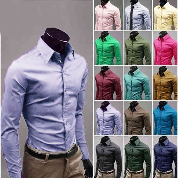 トップス カラーシャツ 長袖シャツ シャツ ワイシャツ Yシャツ 17色 カラーシャツ ビジネス 結婚式 メンズ 紳士 通勤