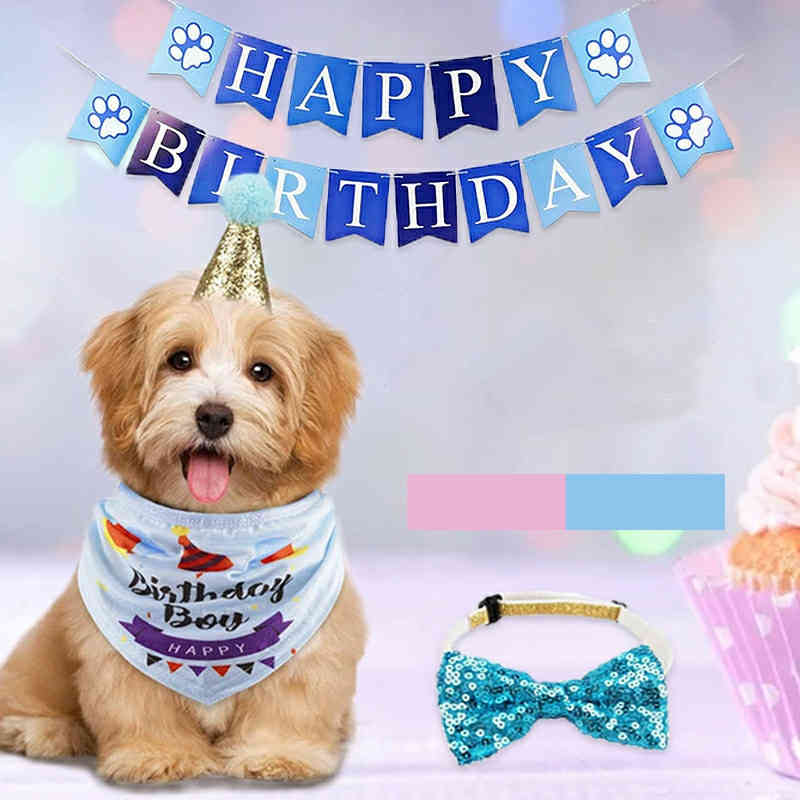 蝶ネクタイ首輪 HAPPY お誕生日 よだれかけ ペット ガーランド 犬 よだれかけ BIRTHDAYバナー犬用 バンダナ 飾り付け 写真撮影