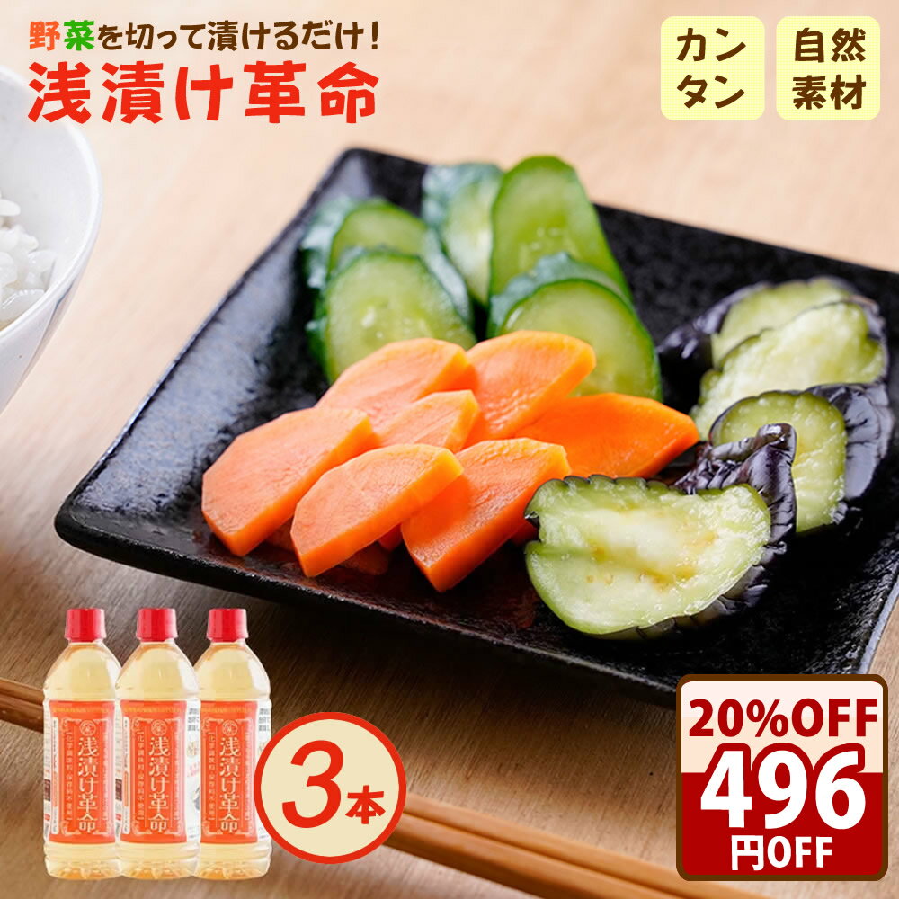 期間限定＼クーポンで20％オフ！／ 無添加『浅漬け革命3本セット』送料無料 樽の味 浅漬け 浅漬の素 浅漬の元 あさづけのもと 漬物 美味しい おいしい 健康 グルテンフリー 小麦不使用 食べ物 自然派 春野菜