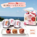無添加『みちばあちゃんの 梅干し「梅3種あづま包み ギフト」100g×3個』しそ梅 甘しそ はちみつ梅 樽の味 無添加 塩分ひかえめ 南高梅 薄皮 柔らかい 梅...