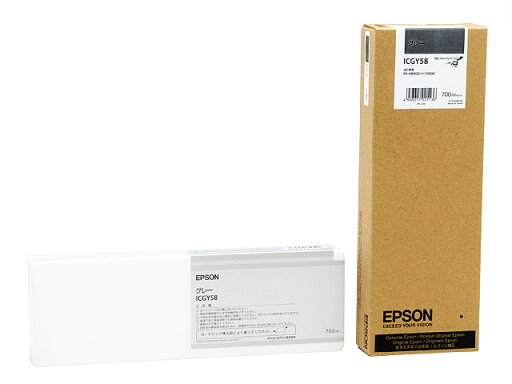 EPSON エプソン ICGY58 顔料 グレー 700ml 大判インクカートリッジ インクタンク 純正品 大判インクジェットプリンター用 EPSON エプソン ICGY58 顔料 グレー 700ml 大判インクカートリッジ インクタンク 純正品 大判インクジェットプリンター用