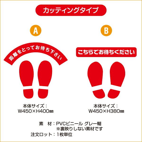 フロア案内サイン【床シート カッティングシートタイプ】ウイルス対策ツール 屋内 ...