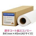 水性インクジェットロール紙【厚手コート紙 エコノミー(フチなし印刷対応) 841mm×45M(A0縦・A1横サイズ)】大判プリンター用 ロールメディア 業務用 インクジェット用 印刷紙 印刷用紙
