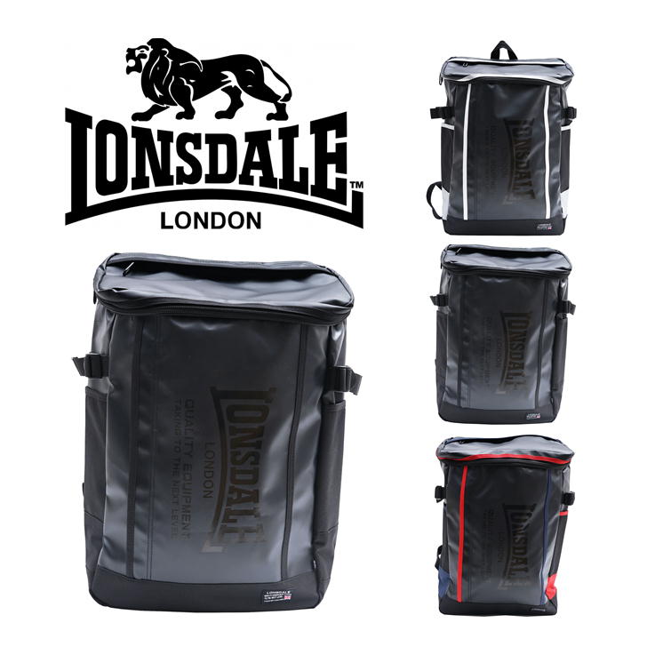 【ポイント10倍】LONSDALE ロンズデール バッグパック No.80014 スクエア リュックサック リュック 29L デイパック モバイル対応 USB USBポート搭載 ボクシング スクール 部活 ジム 習い事 学生 シンプル 高校生 中学生 送料無料 《北海道、沖縄、離島代引き不可》