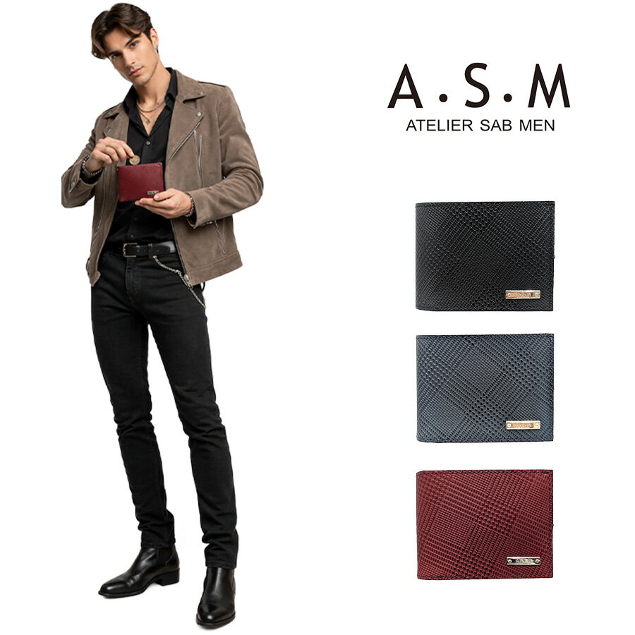 乐天商城 - A・S・M バイアス 二つ折り財布 折り財布 財布 さいふ サイフ ウォレット コンパクト 牛革 本革 レザー メンズ 父の日 ギフト プレゼント ブラック 151663