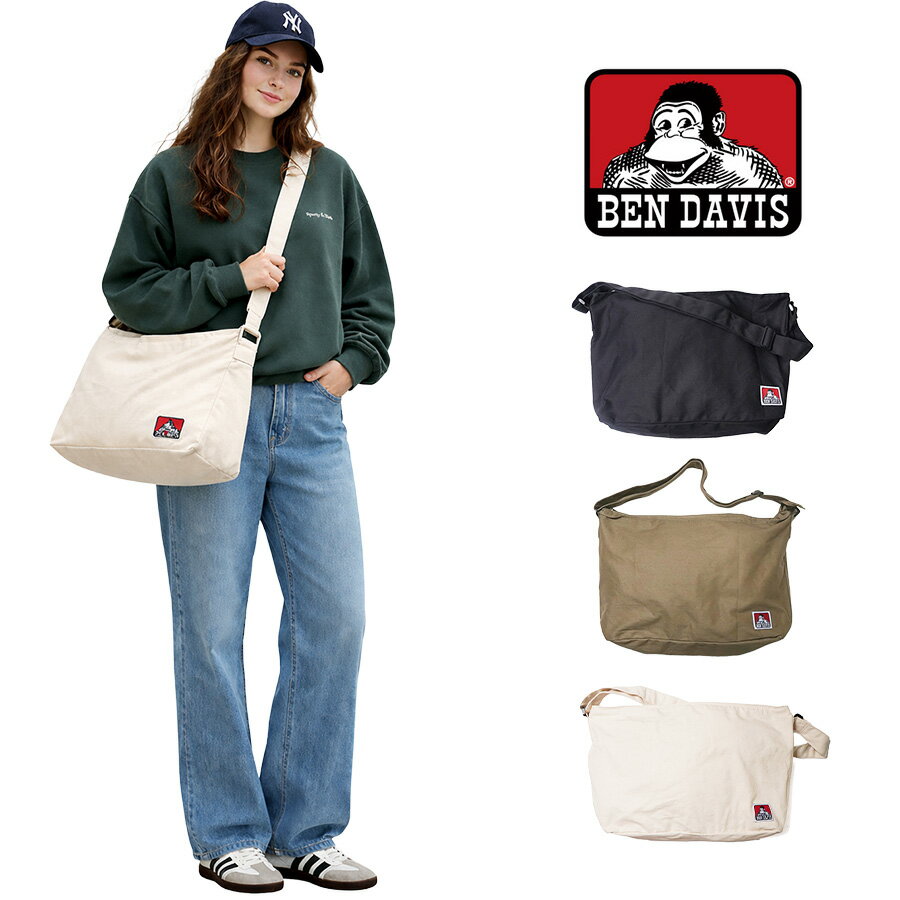 乐天商城 - BENDAVIS BIG CANVAS SHOULDER ショルダーバッグ 斜め掛けバッグ 大容量 通勤 通学 普段使い 男女兼用 ユニセックス ギフト プレゼント ブラック bdw8341