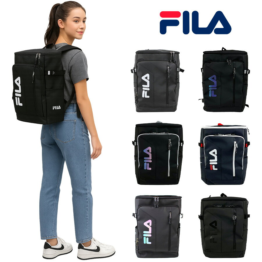 乐天商城 - 【FILA】リュック 大容量 フィラ サイン 7762 30L 撥水 リュック ボックス 男女兼用 普段使い スク—ル 通学 学生 送料無料《北海道、沖縄、離島代引き不可》