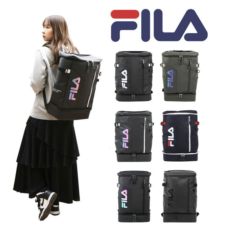 【ポイント10倍】FILA フィラ サイン デイパック 35L 7763 リュックサック バックパック スクエア メンズ レディース 男女兼用 アウトドア 普段使い 通勤 通学 学生 部活 おしゃれ シンプル エモい TPUコート 人気 送料無料《北海道、沖縄、離島代引き不可》