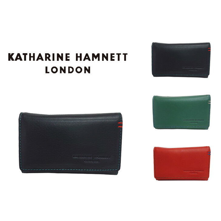 KATHARINE HAMNETT LONDON キャサリンハムネットロンドン MINERAL ミネラル 490-50700 キーケース 4連 本革 パスケース 定期入れ コインケース 小銭入れ マルチケース 牛革 ブラック グリーン オレンジ 専用BOX キーリング カードポケット ギフト プレゼント 記念日 お祝い