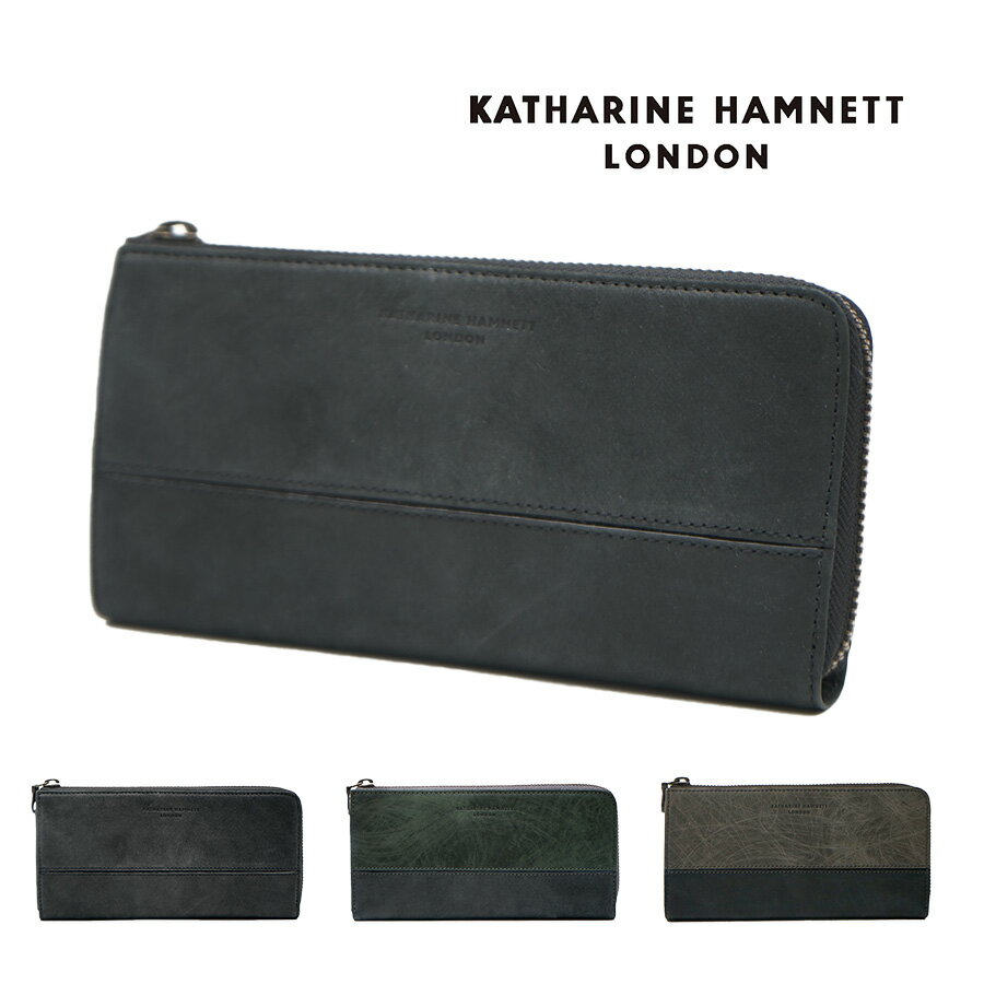 【SNSで話題のレザーケアクリームプレゼント中！】【KATHARINE HAMNETT】490-50602 長財布 SCRUBシリー..