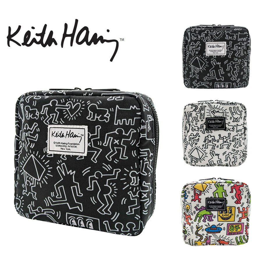 乐天商城 - 【KeithHaring】 15808 スクエアポーチ 化粧ポーチ 小物入れ キースへリング 普段使い 使いやすい 便利 プレゼント 贈り物 ギフト かわいい ユニセックス